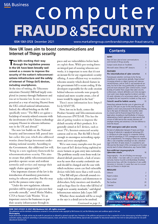 Go to journal home page - Computer Fraud & Security